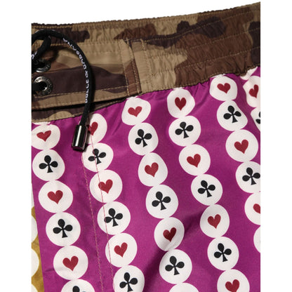 Dolce & Gabbana Multicolor Playing Card Camouflage Shorts Swimwear Dolce & Gabbana