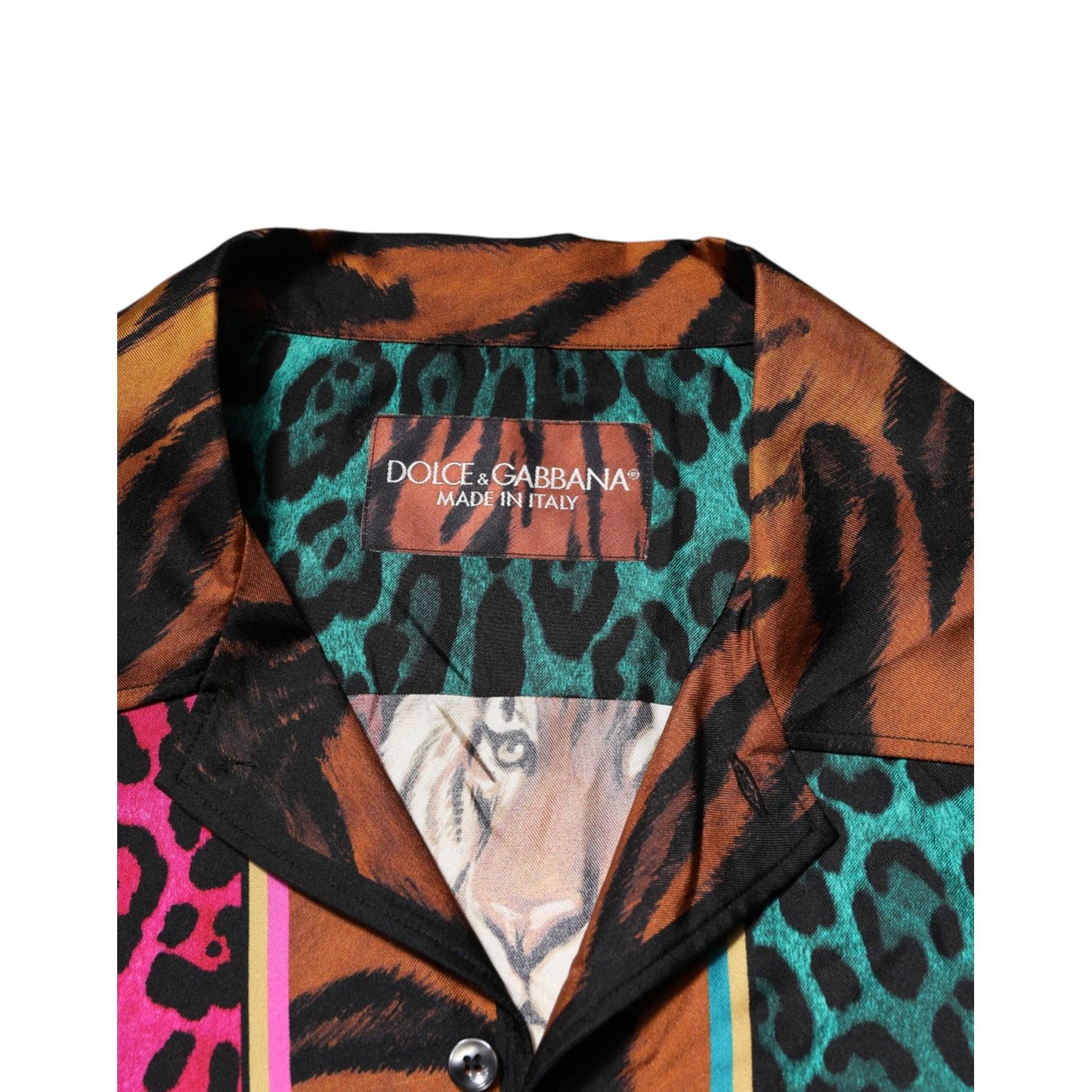 Dolce & Gabbana Multicolor Silk Tiger Print Hawaiian T-shirt Dolce & Gabbana