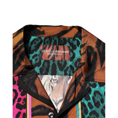 Dolce & Gabbana Multicolor Silk Tiger Print Hawaiian T-shirt Dolce & Gabbana