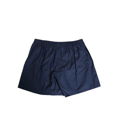 Dolce & Gabbana Navy Blue Cotton Elastic Waistband Button Swimwear Dolce & Gabbana