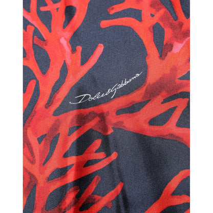 Dolce & Gabbana Navy Red Silk Coral Print Pullover Sweater Dolce & Gabbana