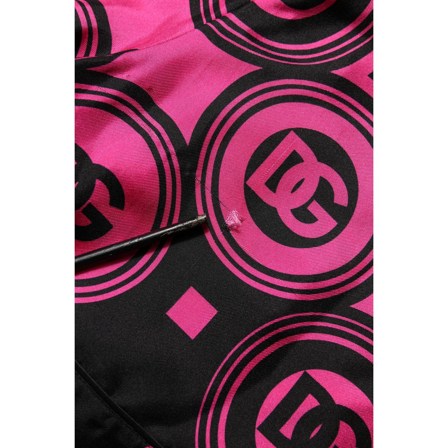 Dolce & Gabbana Pink Black Silk Logo Print DG Pattern Shorts Dolce & Gabbana