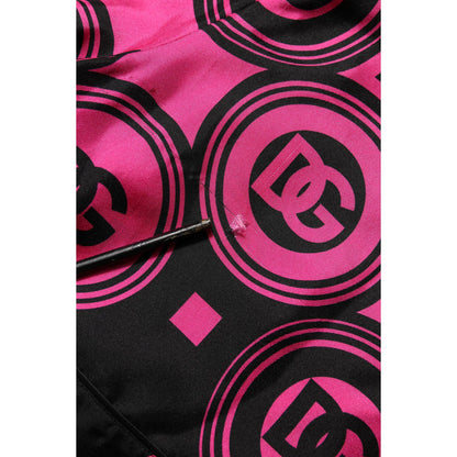 Dolce & Gabbana Pink Black Silk Logo Print DG Pattern Shorts Dolce & Gabbana