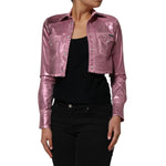 Dolce & Gabbana Pink Cotton Stretch Collared Cropped Jacket for stylish modern looks
