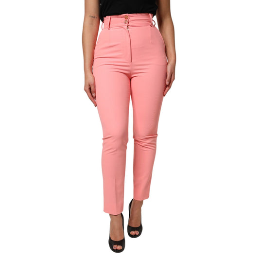 Dolce & Gabbana Pink High Waist Dress Tapered Trouser Pants on model