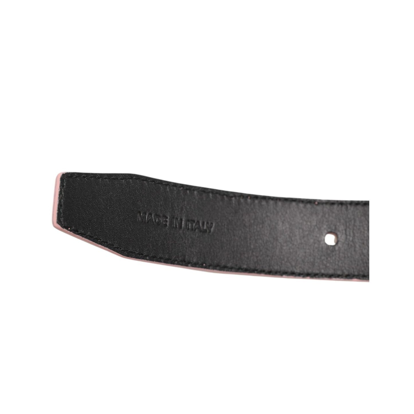 Dolce & Gabbana Pink Leather Perforated Detailing Buckle Belt Dolce & Gabbana