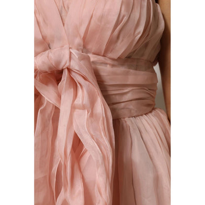 Dolce & Gabbana Pink Silk Chiffon A-line Pleated Midi Dress