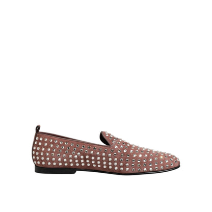 Dolce & Gabbana Pink Suede Crystals Loafers Men Dress Shoes Dolce & Gabbana