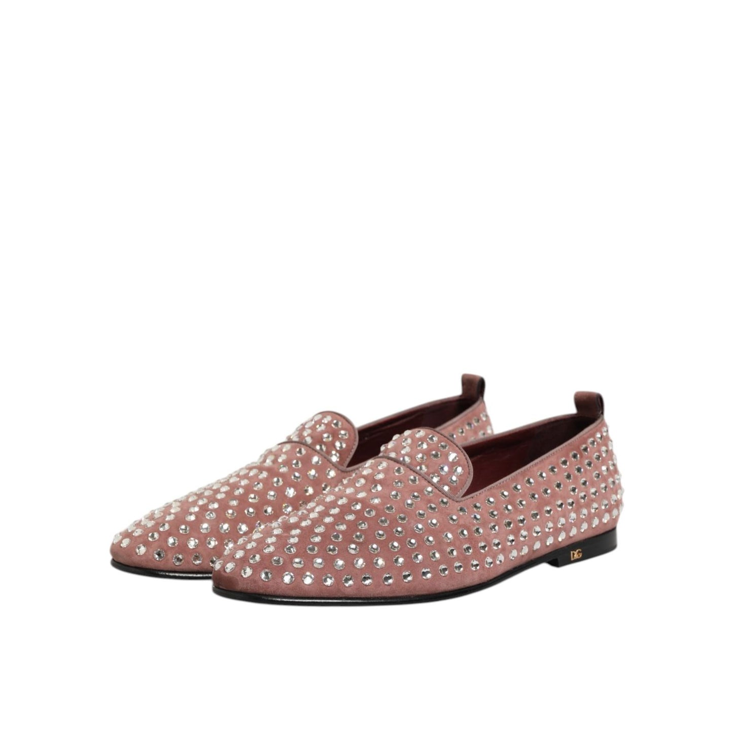 Dolce & Gabbana Pink Suede Crystals Loafers Men Dress Shoes Dolce & Gabbana