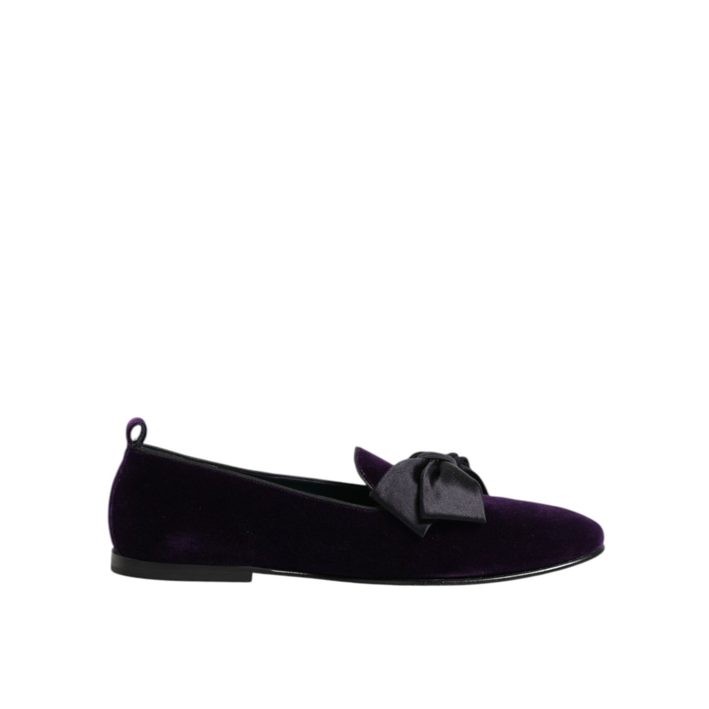Dolce & Gabbana Purple Suede Cotton Bow Slip On Loafers Shoes Dolce & Gabbana