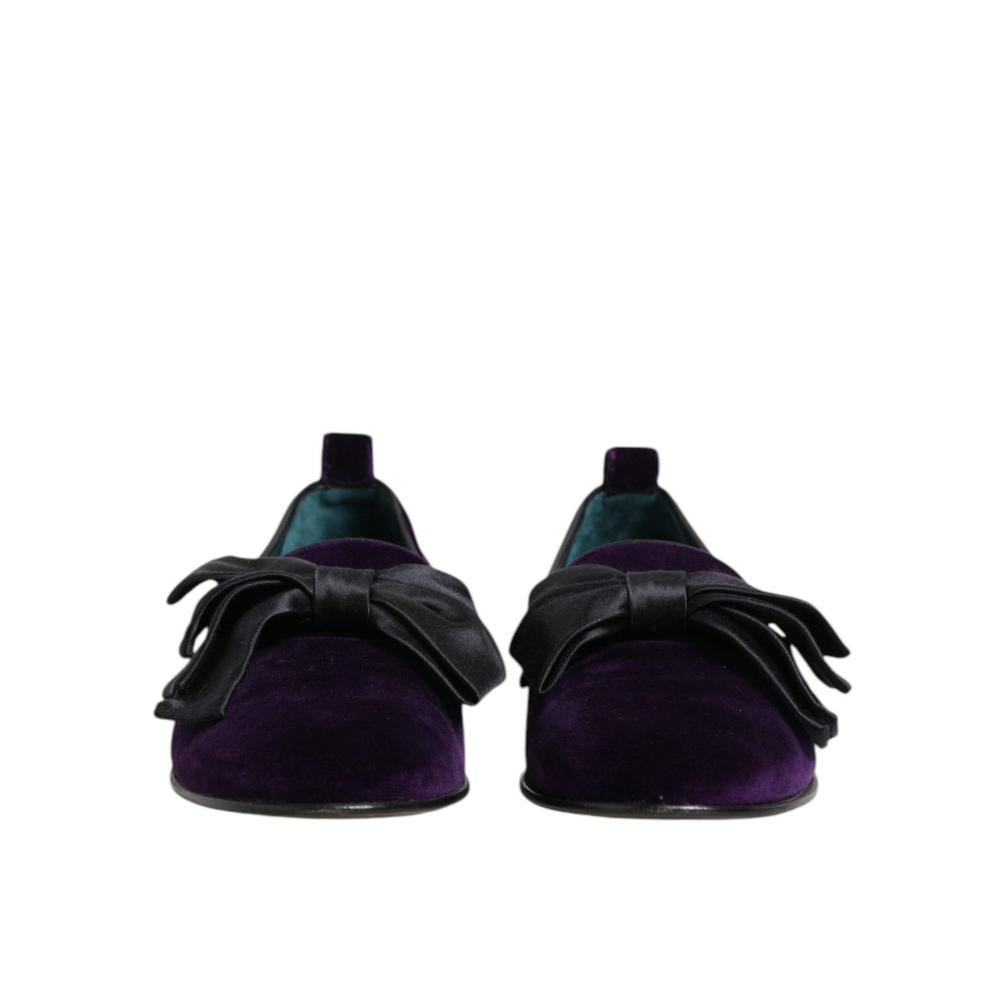 Dolce & Gabbana Purple Suede Cotton Bow Slip On Loafers Shoes Dolce & Gabbana