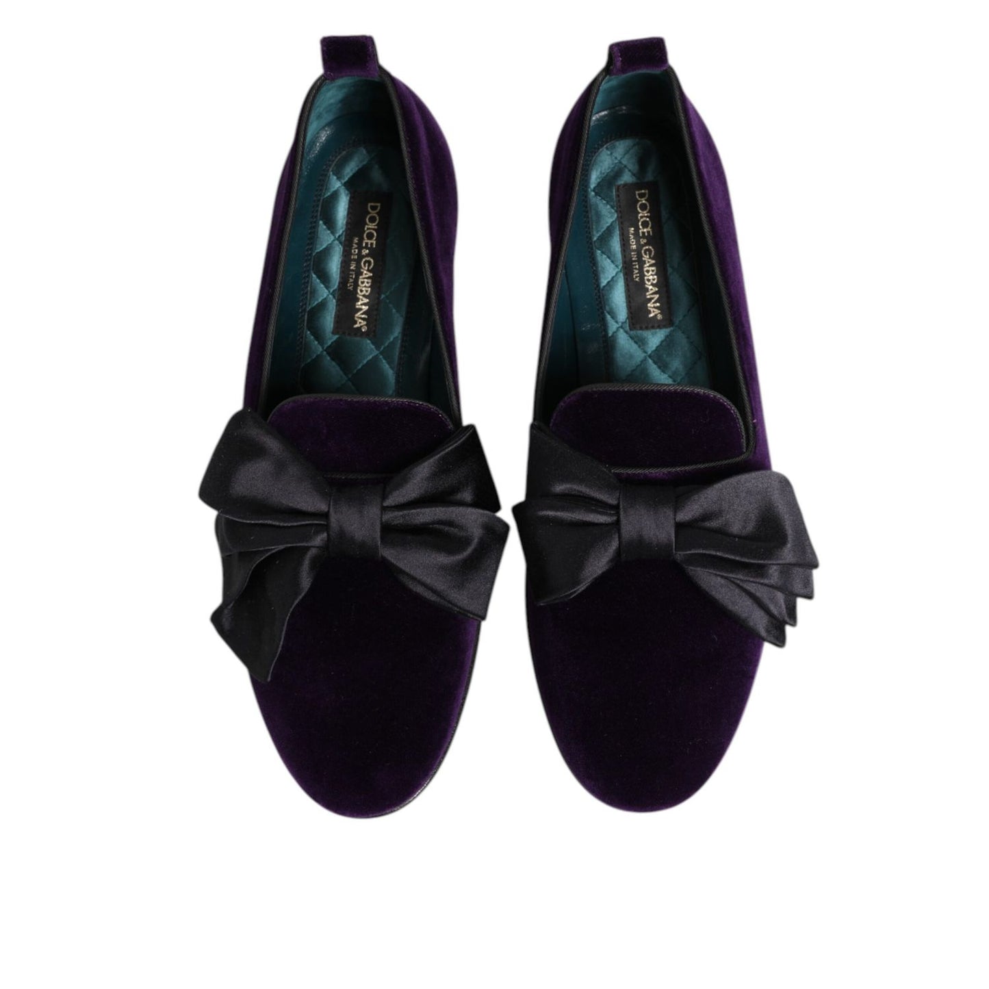 Dolce & Gabbana Purple Suede Cotton Bow Slip On Loafers Shoes Dolce & Gabbana