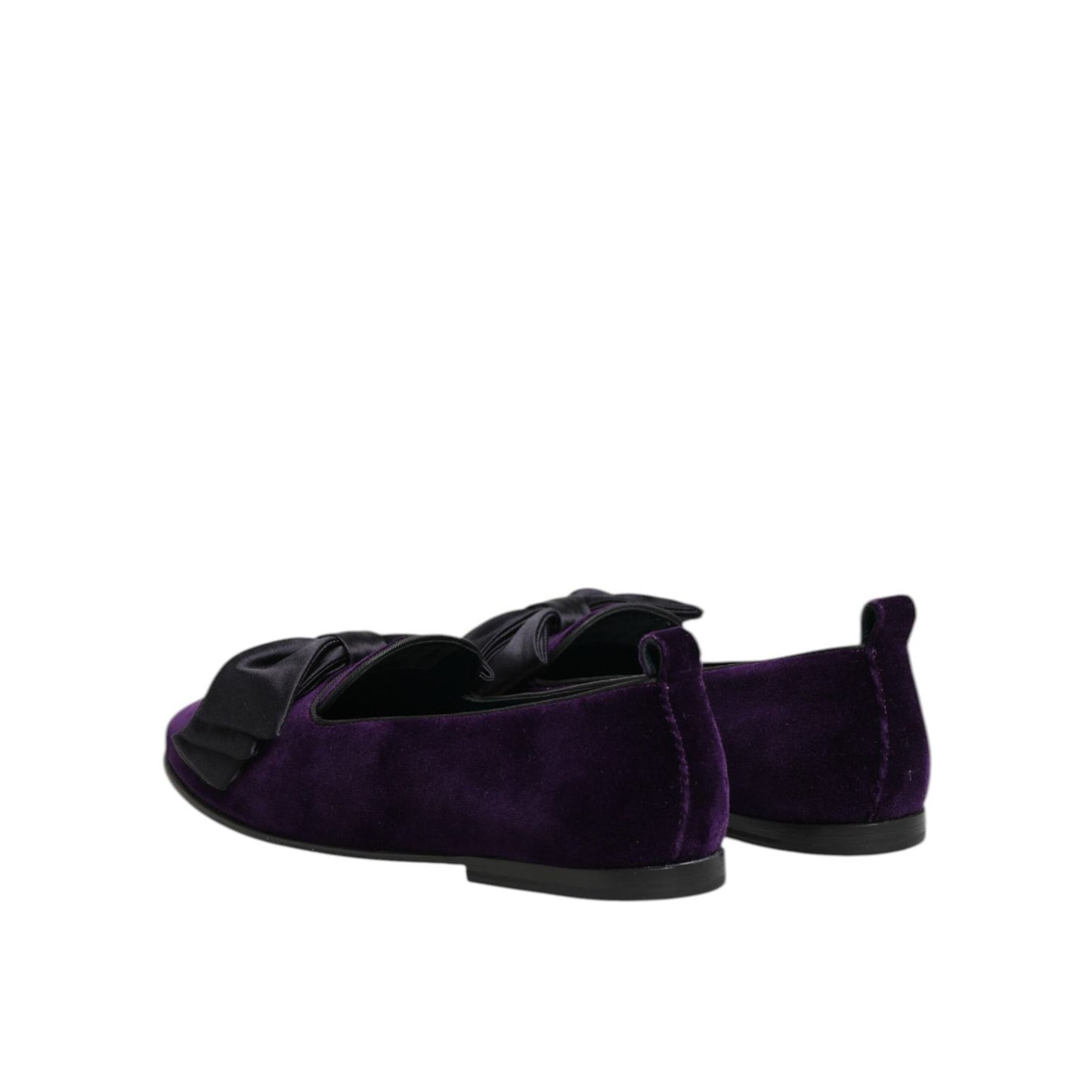 Dolce & Gabbana Purple Suede Cotton Bow Slip On Loafers Shoes Dolce & Gabbana