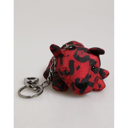 Dolce & Gabbana Red Black Polyester Animal Silhouette Keychain Keyring Dolce & Gabbana