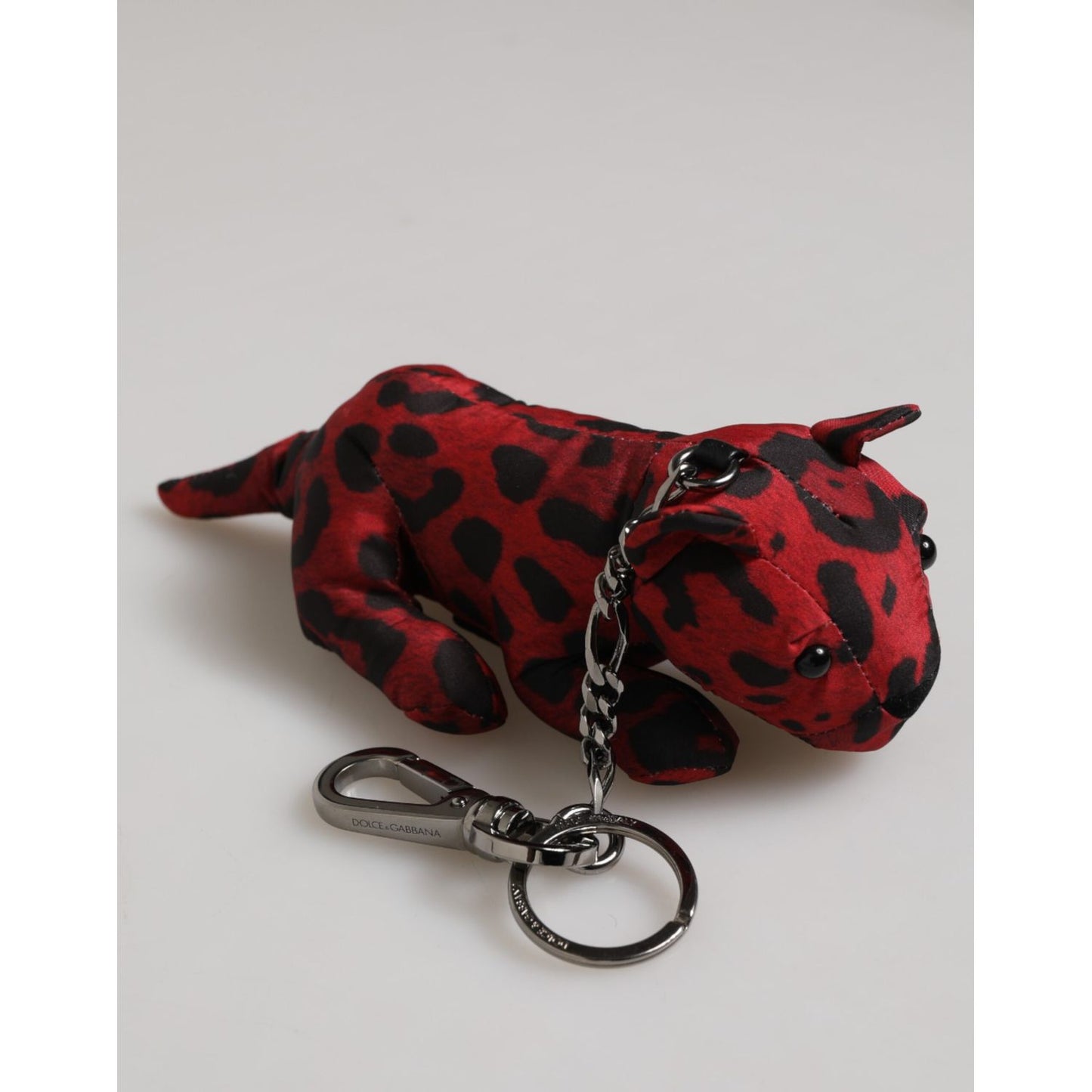 Dolce & Gabbana Red Black Polyester Animal Silhouette Keychain Keyring Dolce & Gabbana