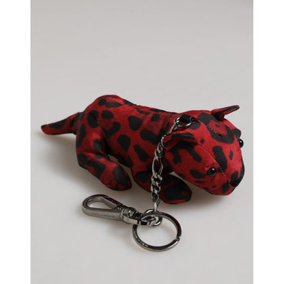 Dolce & Gabbana Red Black Polyester Animal Silhouette Keychain Keyring Dolce & Gabbana