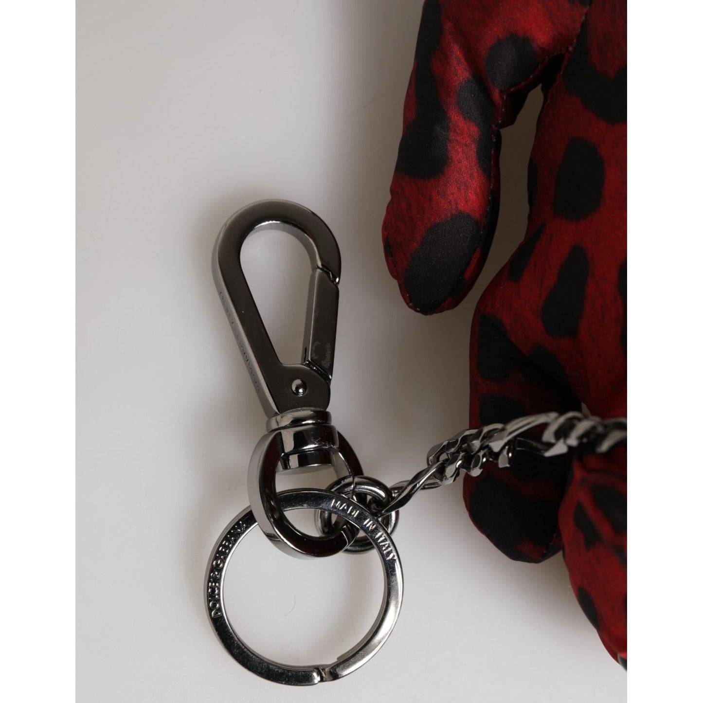 Dolce & Gabbana Red Black Polyester Animal Silhouette Keychain Keyring Dolce & Gabbana