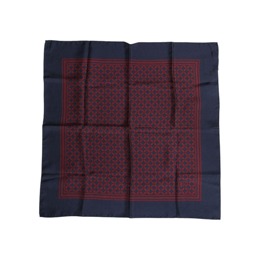 Dolce & Gabbana Red Blue Printed Silk Square Men Foulard Scarf
