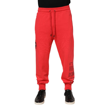 Dolce & Gabbana Red Cotton Men Jogger Sweatpants Pants Dolce & Gabbana