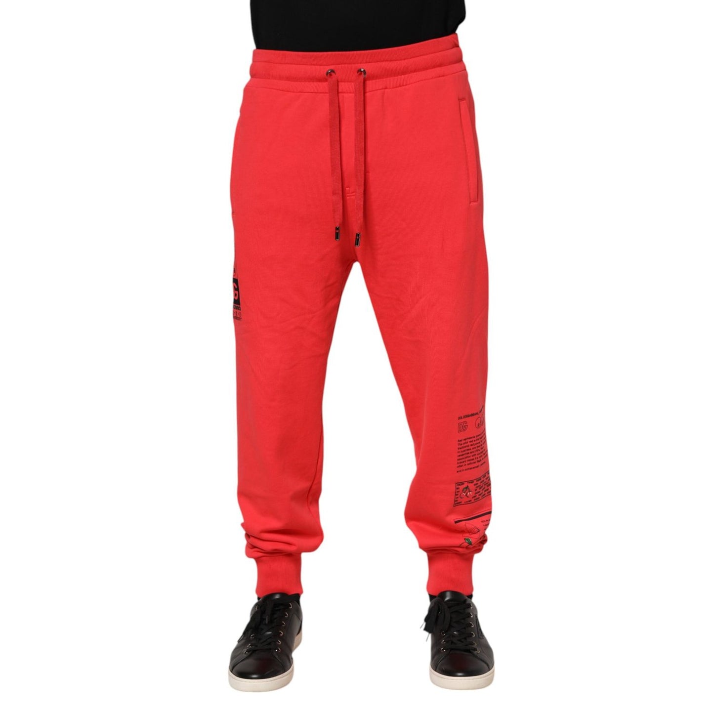 Dolce & Gabbana Red Cotton Men Jogger Sweatpants Pants Dolce & Gabbana
