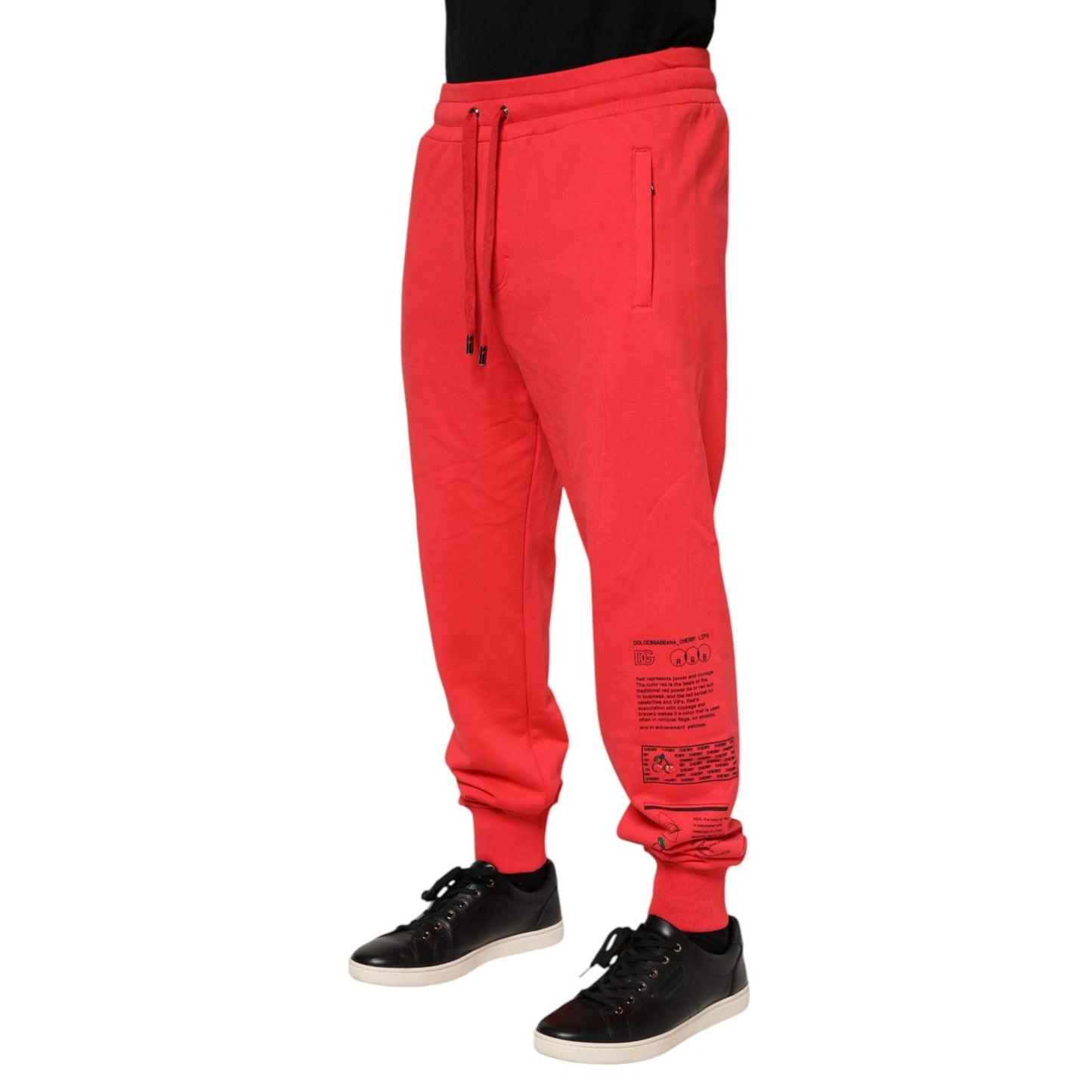 Dolce & Gabbana Red Cotton Men Jogger Sweatpants Pants Dolce & Gabbana