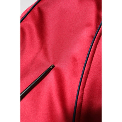 Dolce & Gabbana Red Floral Patch Full Zip Men Bomber Jacket Dolce & Gabbana