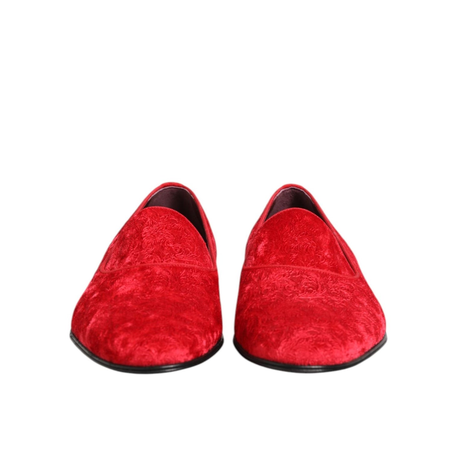 Dolce & Gabbana Red Jacquard Loafers Formal Men Dress Shoes Dolce & Gabbana