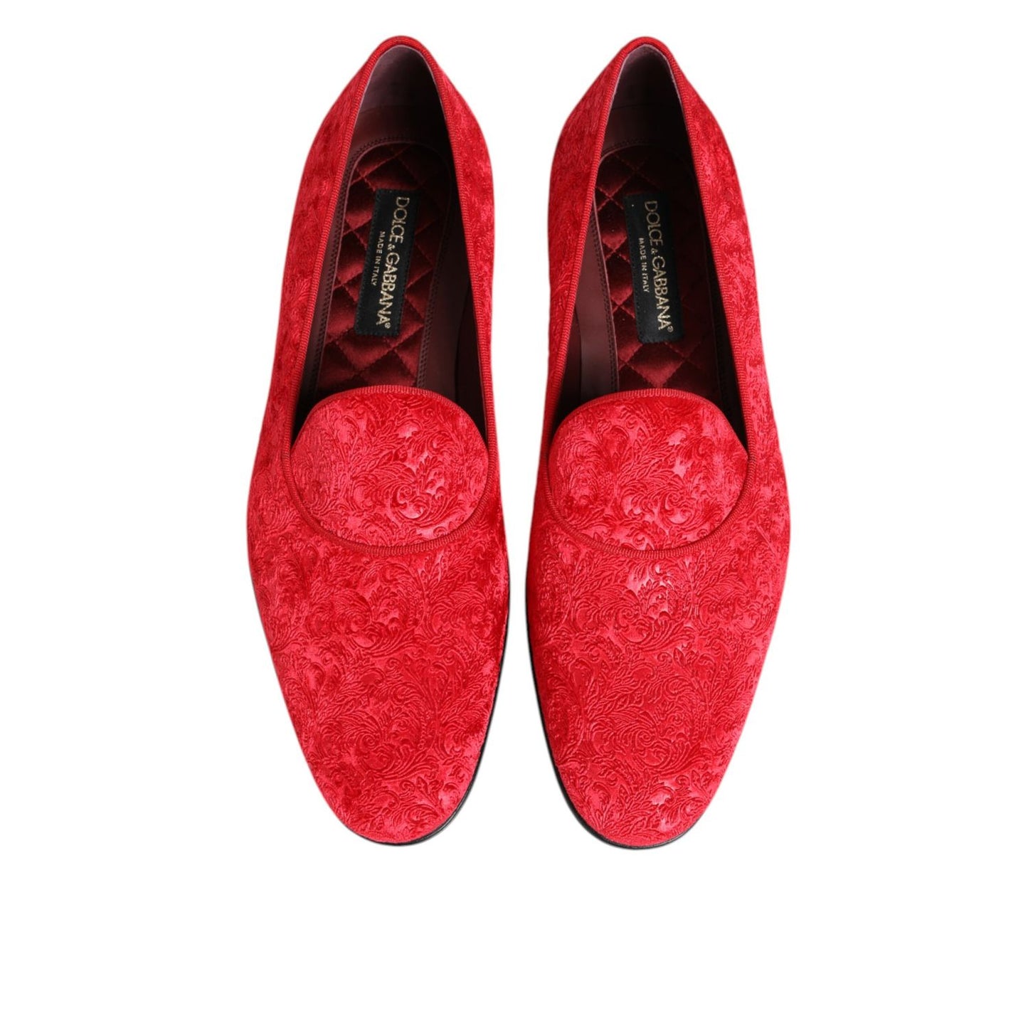 Dolce & Gabbana Red Jacquard Loafers Formal Men Dress Shoes Dolce & Gabbana