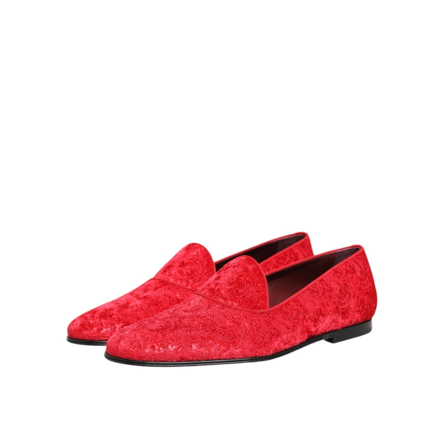 Dolce & Gabbana Red Jacquard Loafers Formal Men Dress Shoes Dolce & Gabbana