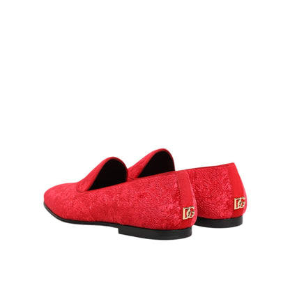 Dolce & Gabbana Red Jacquard Loafers Formal Men Dress Shoes Dolce & Gabbana