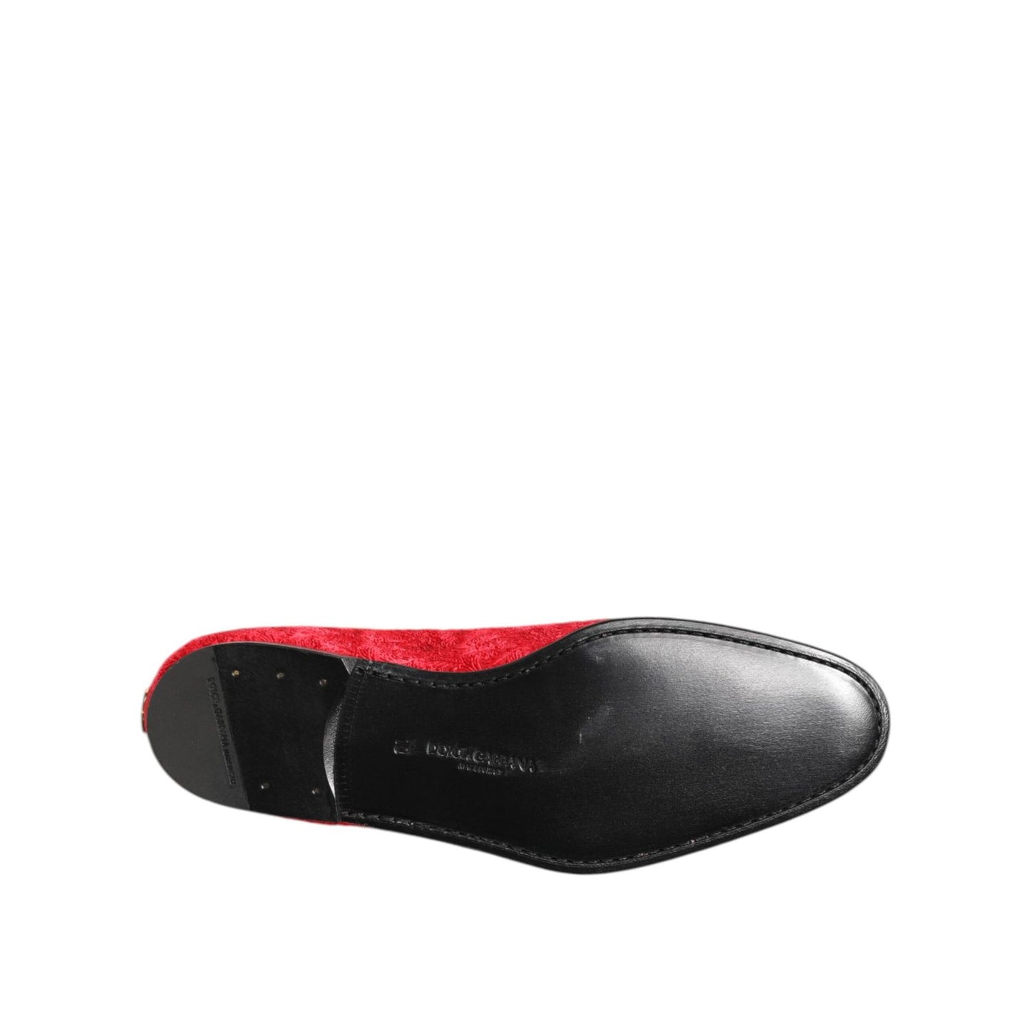 Dolce & Gabbana Red Jacquard Loafers Formal Men Dress Shoes Dolce & Gabbana