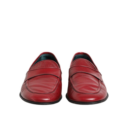Dolce & Gabbana Red Leather Slip On Dress Men Loafers Shoes Dolce & Gabbana