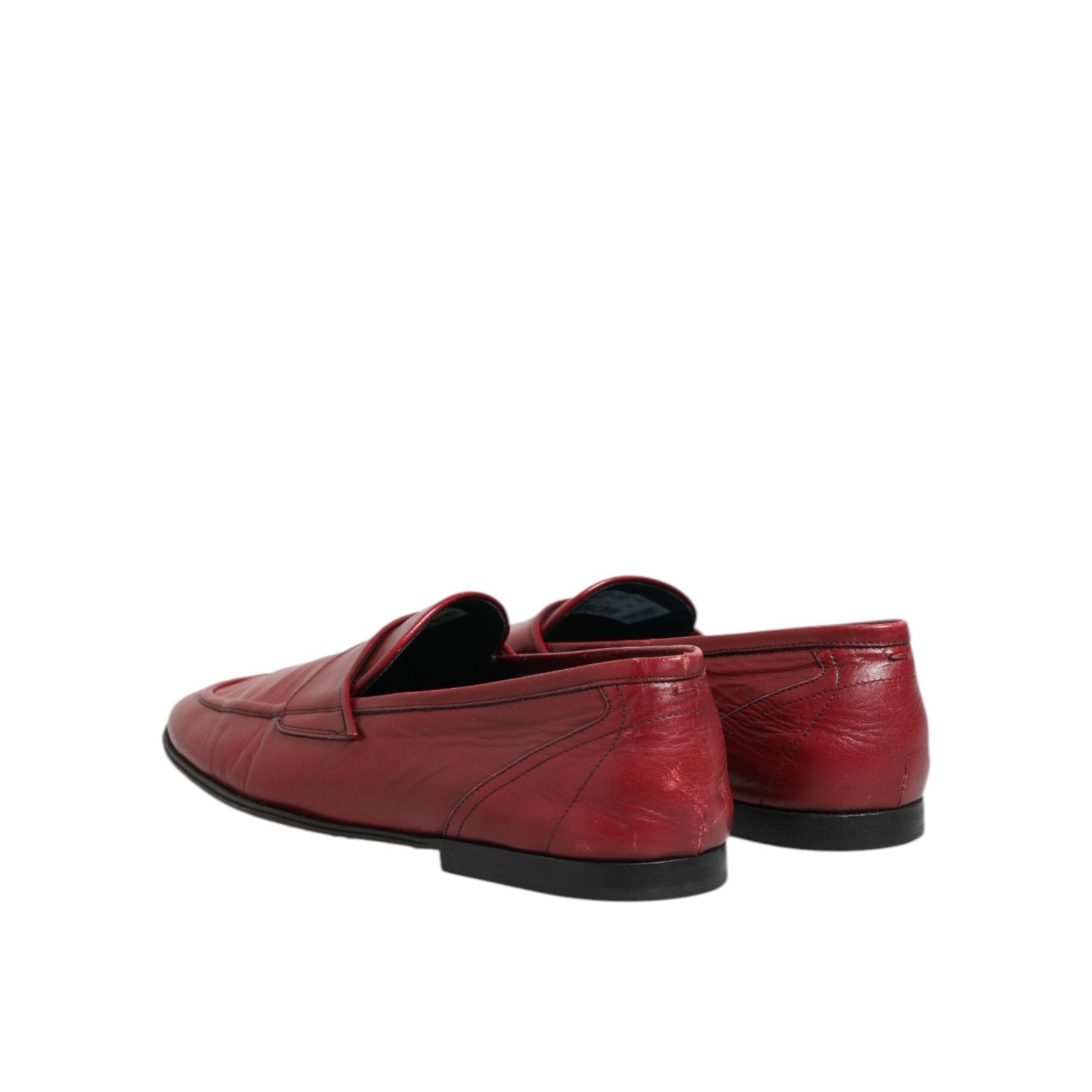 Dolce & Gabbana Red Leather Slip On Dress Men Loafers Shoes