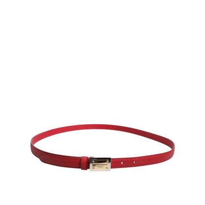 Dolce & Gabbana Red Leather Square Metal Buckle Cintura Belt