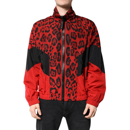 Dolce & Gabbana Red Leopard Nylon Bomber Full Zip Jacket Dolce & Gabbana