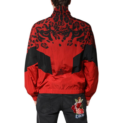 Dolce & Gabbana Red Leopard Nylon Bomber Full Zip Jacket Dolce & Gabbana