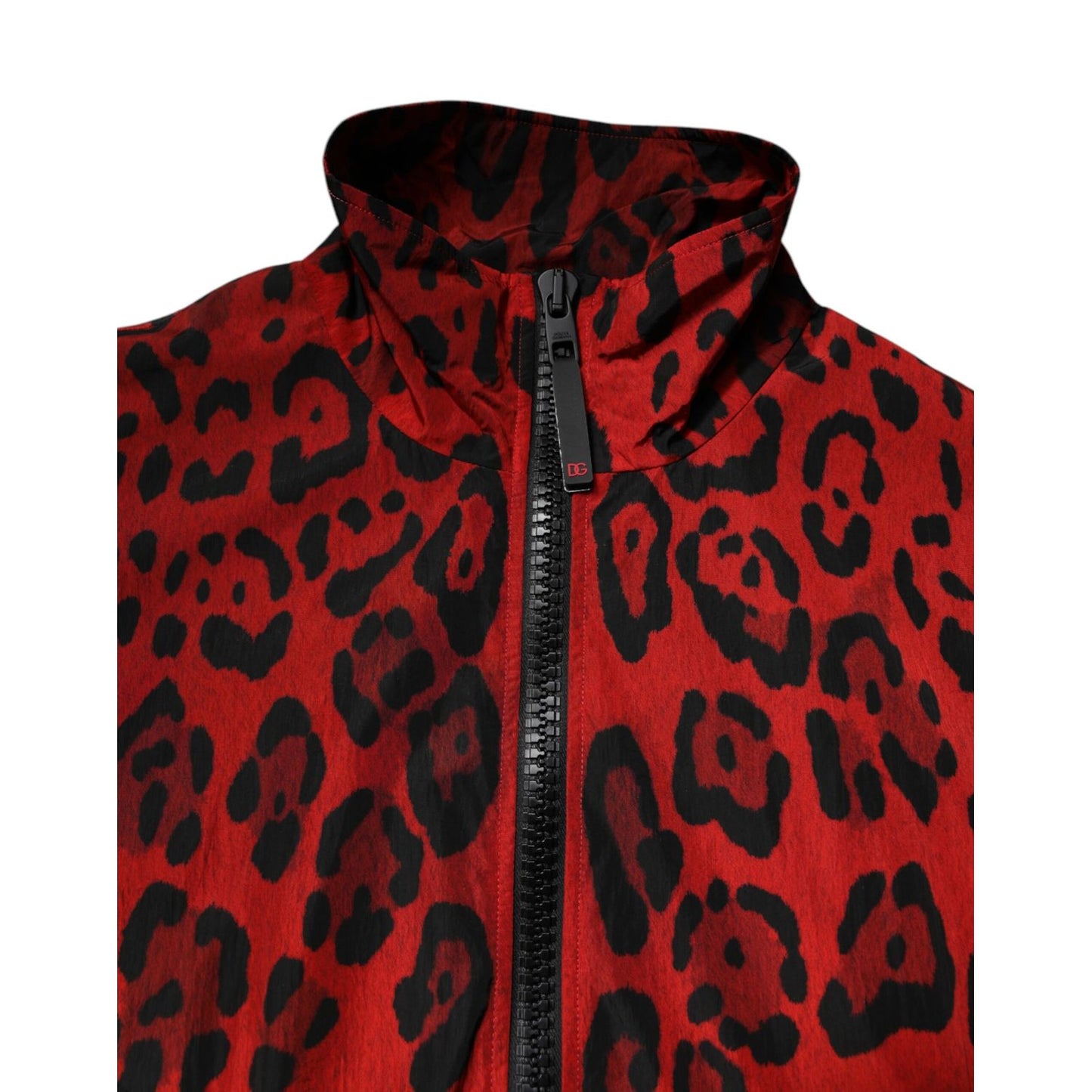 Dolce & Gabbana Red Leopard Nylon Bomber Full Zip Jacket Dolce & Gabbana