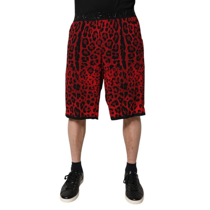 Dolce & Gabbana Red Leopard Print Viscose Bermuda Shorts Dolce & Gabbana