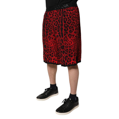 Dolce & Gabbana Red Leopard Print Viscose Bermuda Shorts Dolce & Gabbana