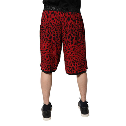 Dolce & Gabbana Red Leopard Print Viscose Bermuda Shorts Dolce & Gabbana