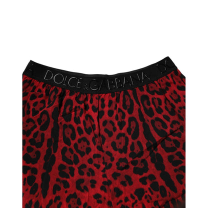 Dolce & Gabbana Red Leopard Print Viscose Bermuda Shorts Dolce & Gabbana