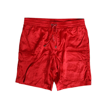 Dolce & Gabbana Red Nylon Drawstring Beachwear Shorts Swimwear Dolce & Gabbana