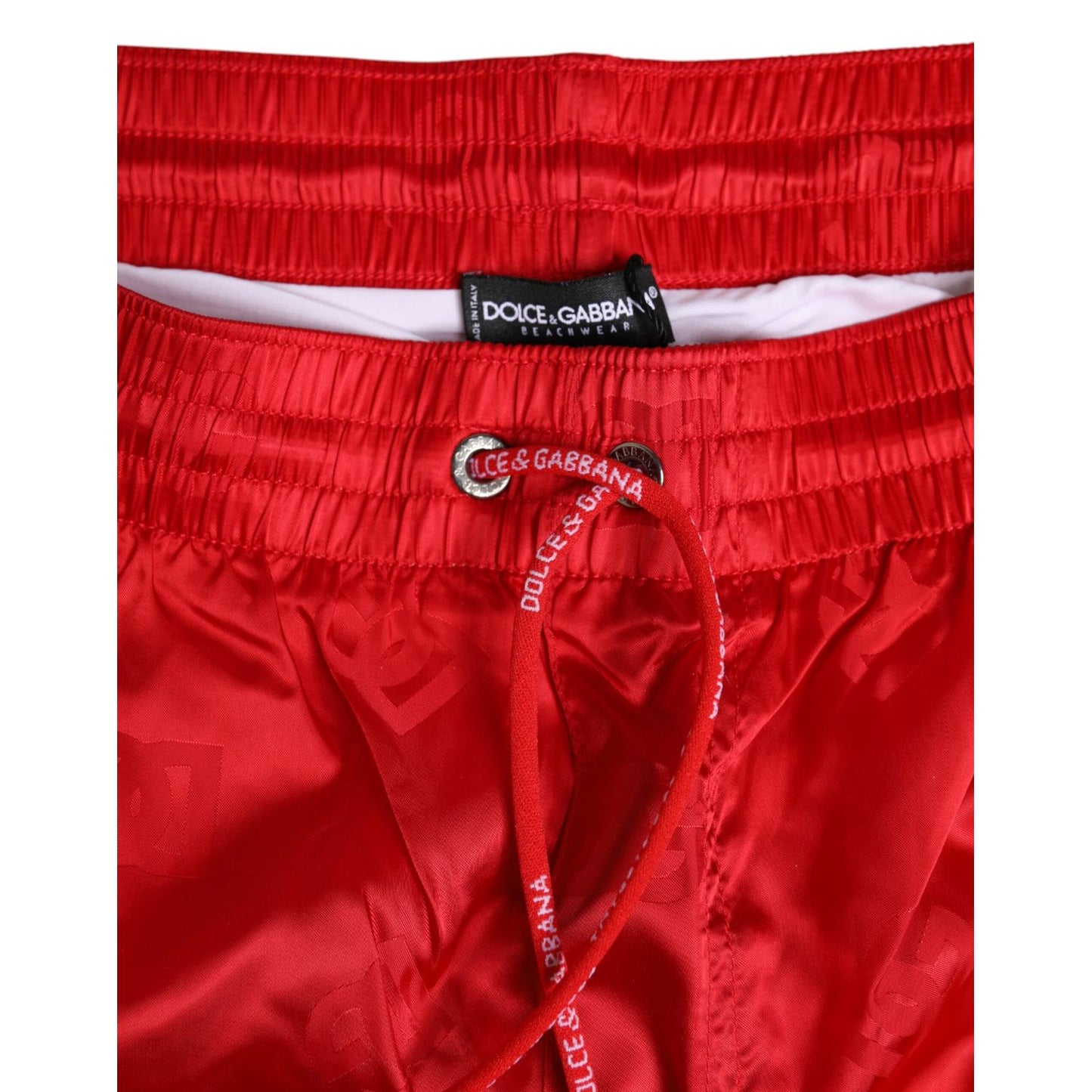 Dolce & Gabbana Red Nylon Drawstring Beachwear Shorts Swimwear Dolce & Gabbana