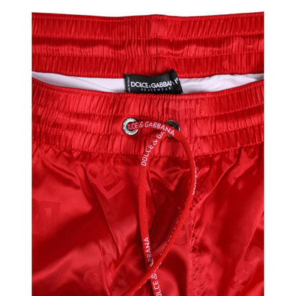 Dolce & Gabbana Red Nylon Drawstring Beachwear Shorts Swimwear Dolce & Gabbana