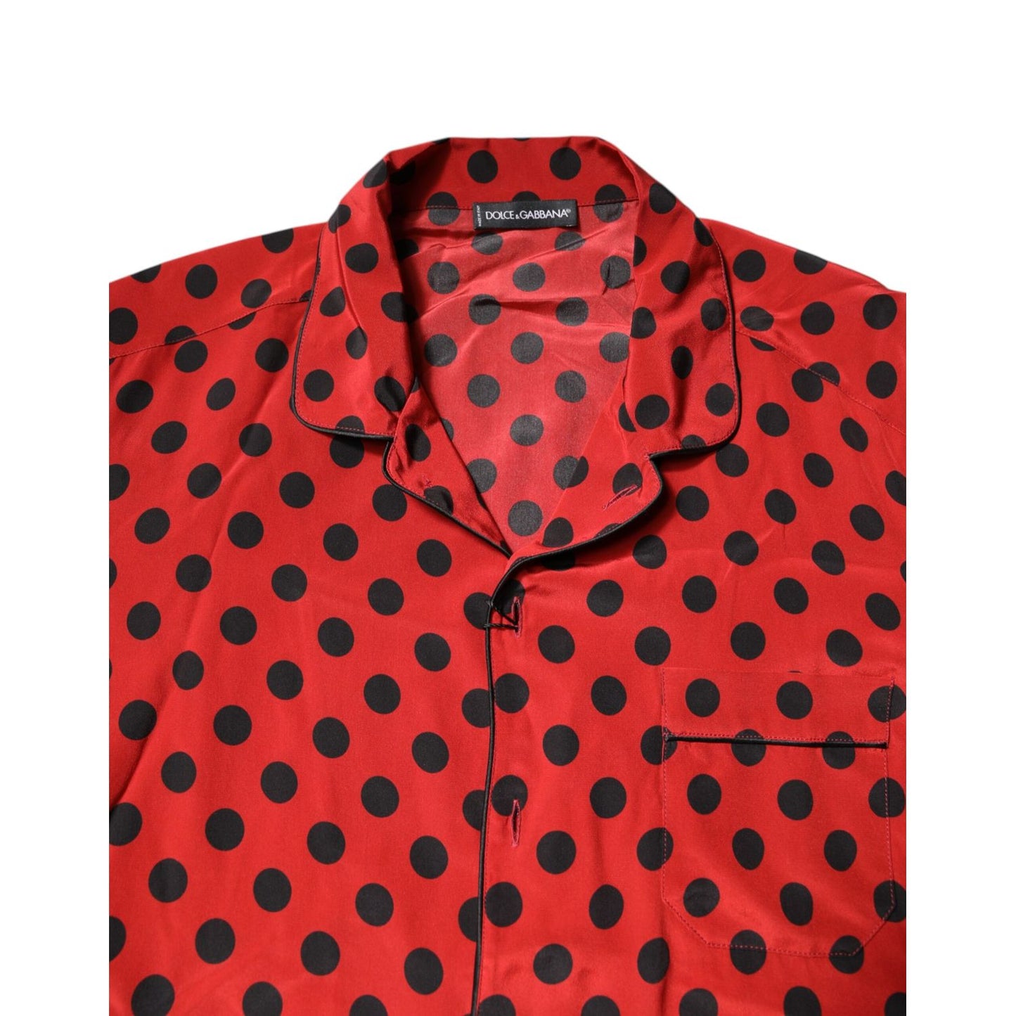 Dolce & Gabbana Red Polka Dot Silk Long Sleeve Shirt Dolce & Gabbana