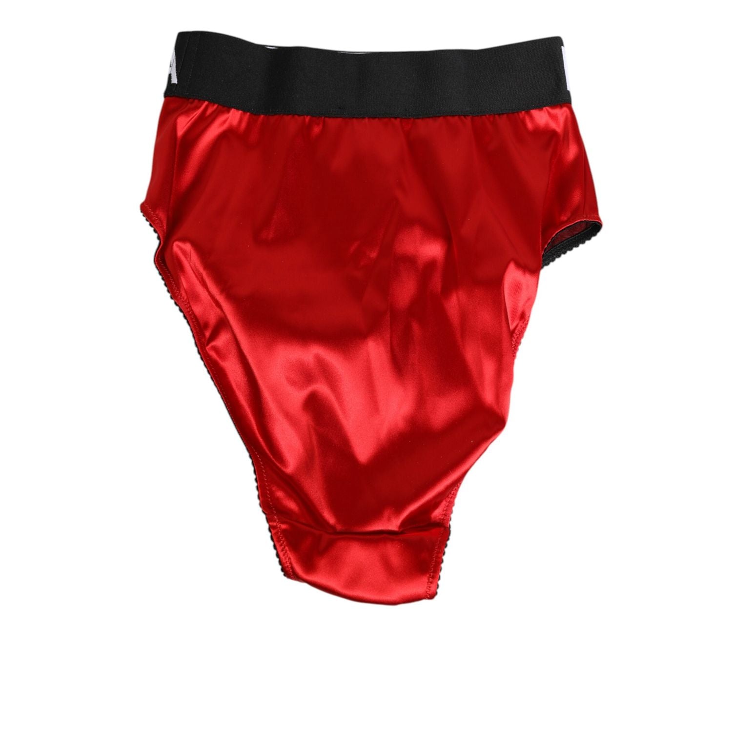 Dolce & Gabbana Red Satin High-Waist Briefs Logo Women Underwear