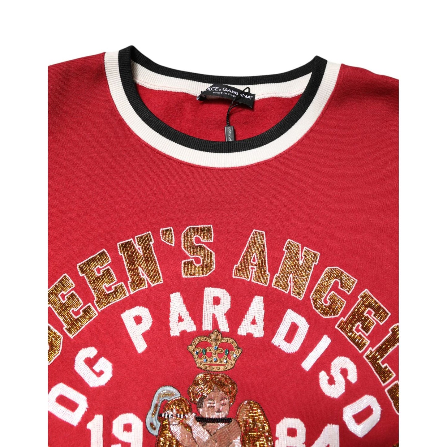 Dolce & Gabbana Red Sequin Knit Pullover Sweatshirt Sweater Dolce & Gabbana