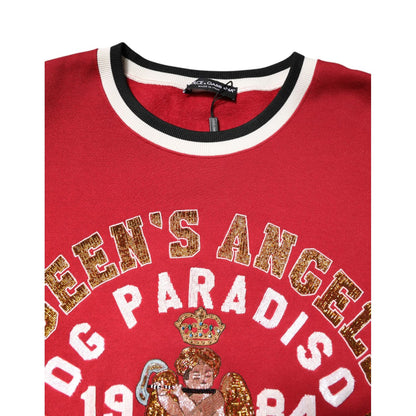 Dolce & Gabbana Red Sequin Knit Pullover Sweatshirt Sweater Dolce & Gabbana