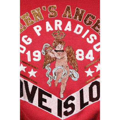 Dolce & Gabbana Red Sequin Knit Pullover Sweatshirt Sweater Dolce & Gabbana