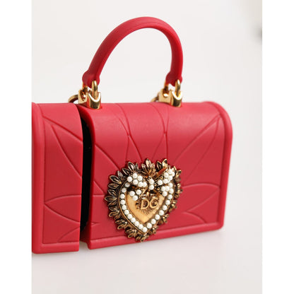 Dolce & Gabbana Red Silicone Devotion Heart Cover Bag Women Airpods Case